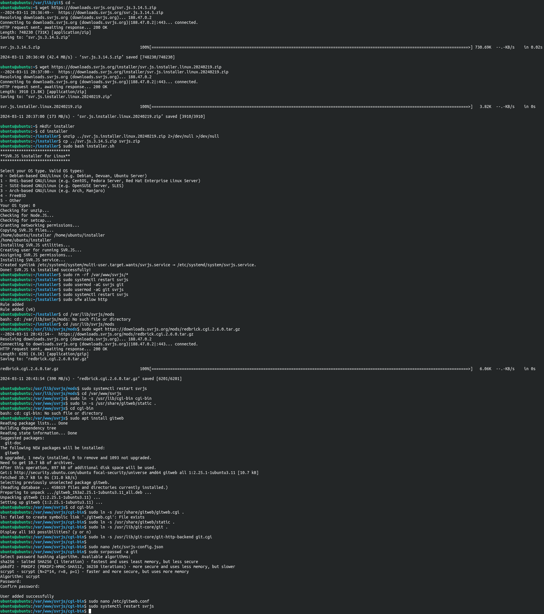 The HTTP setup of a Git server