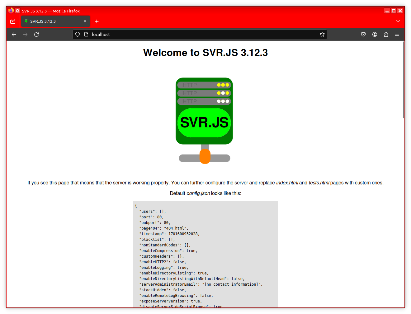 SVR.JS running for first time